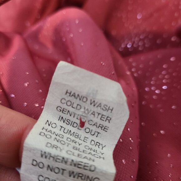 Vtg 90s Y2K Taboo Pink Glitter Asymmetrical Fairy Babydoll Dress Size M Ruched - Picture 8 of 10